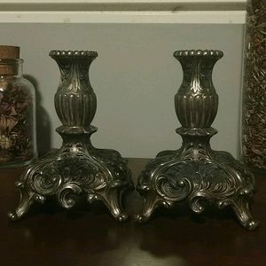 Pair of Baroque Style Candlestick Holders